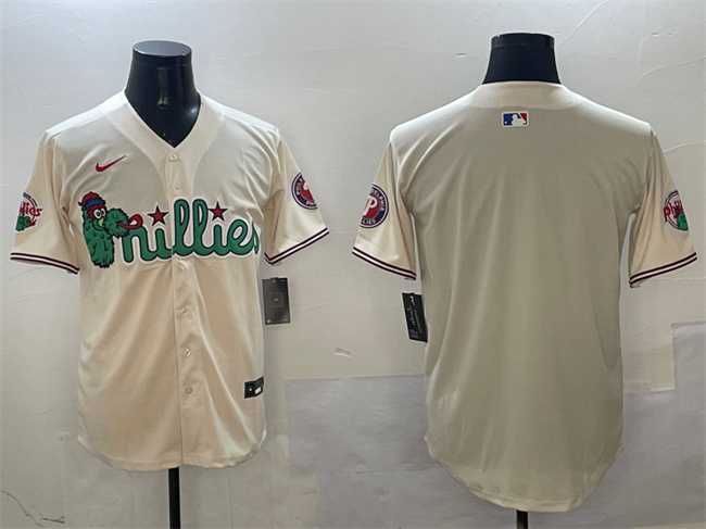 Mens Philadelphia Phillies Blank Cream Phanatic Limited Stitched Jersey->philadelphia phillies->MLB Jersey
